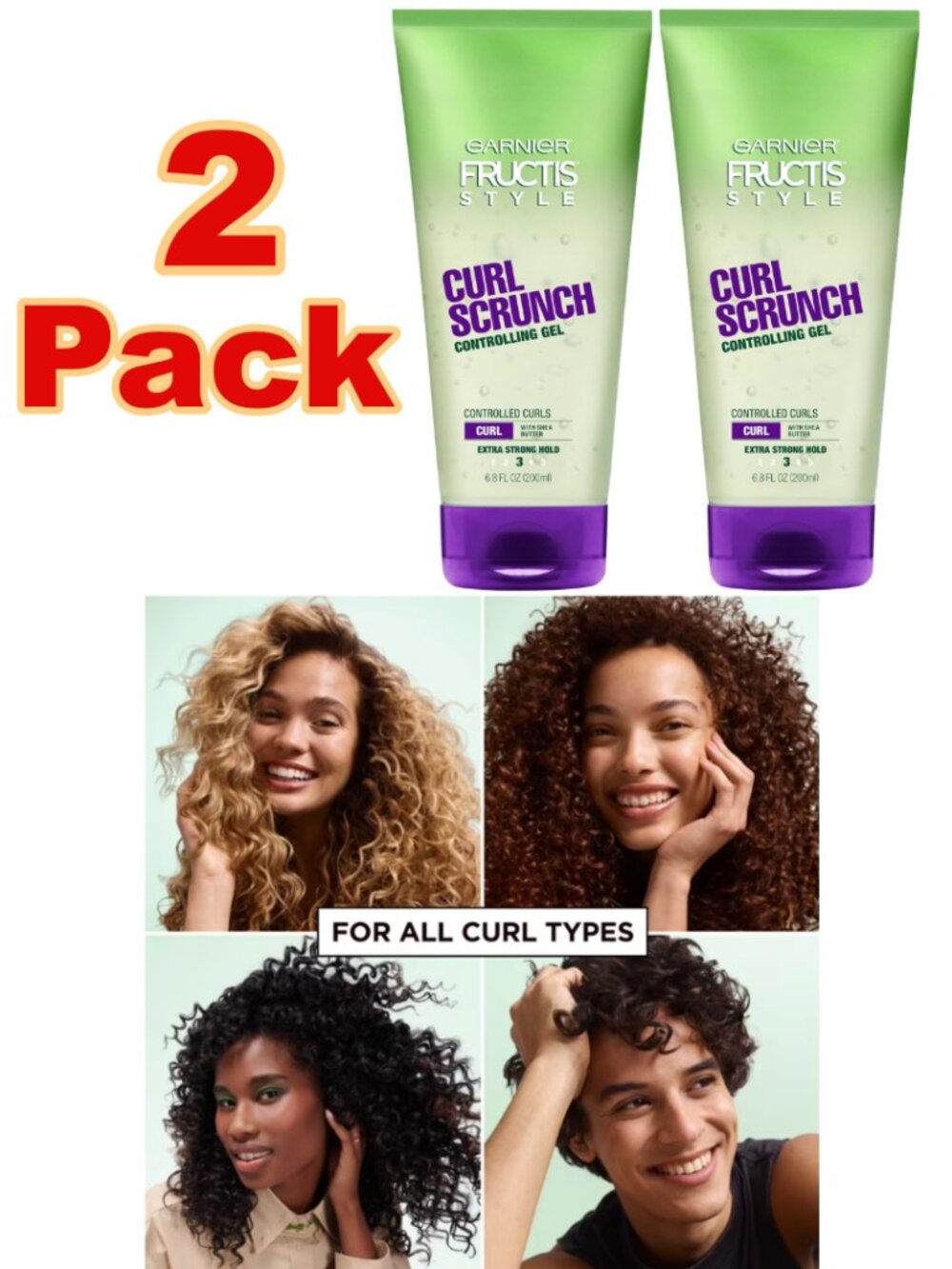 Garnier 2pack Curl Scrunch Controlling Hair Gel Curly Hair